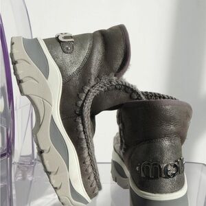 Mou Metallic Gray high top chunky sneakers